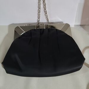 Mardane Black Purse Or Clutch Chain Handle With Attached Chain Purse Silver